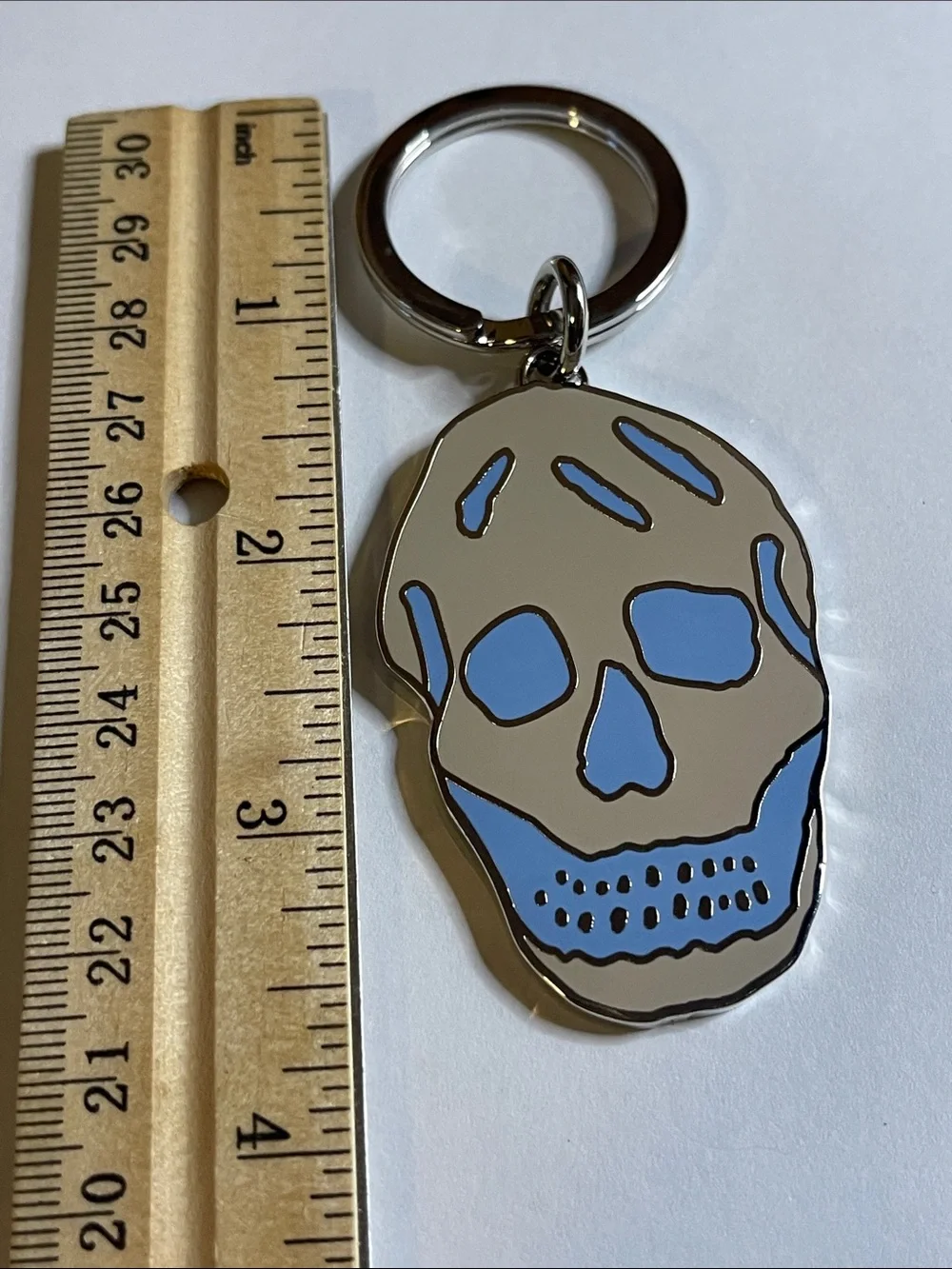 Alexander McQueen Skull Keychain Pendant in Beige and Light Blue